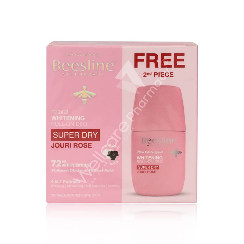 Beesline 1+1 Skin Whitening Roll-On Deo Super Dry Jouri Rose 50Ml