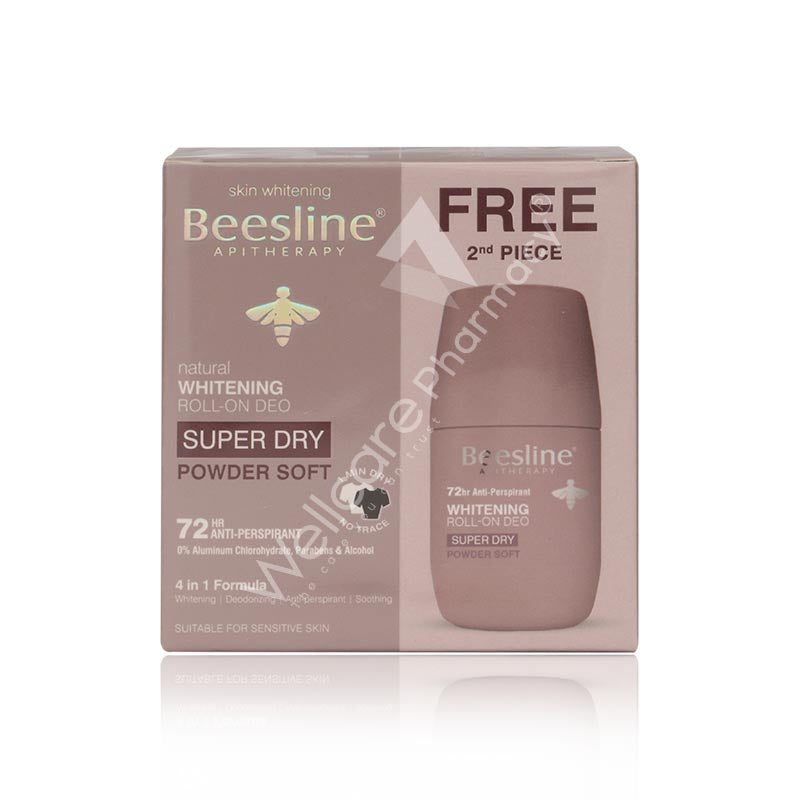 Beesline 1+1 Skin Whitening Roll-On Deo Super Dry Powder Soft 50Ml