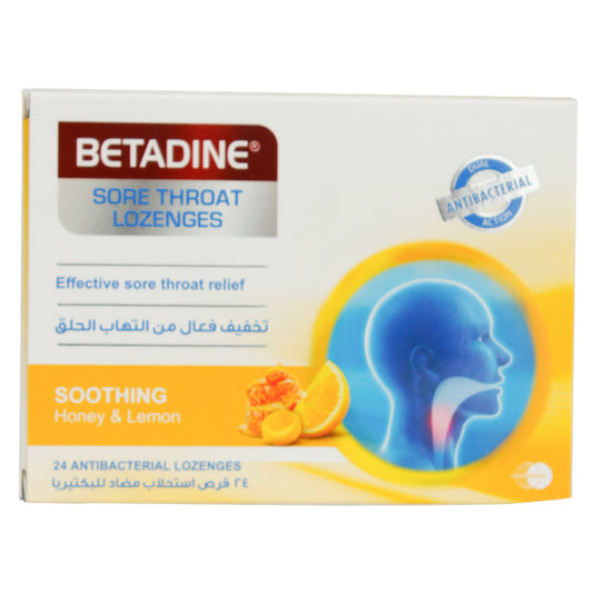 Betadine Sore Throat Lozenges Honey & Lemon 24'S