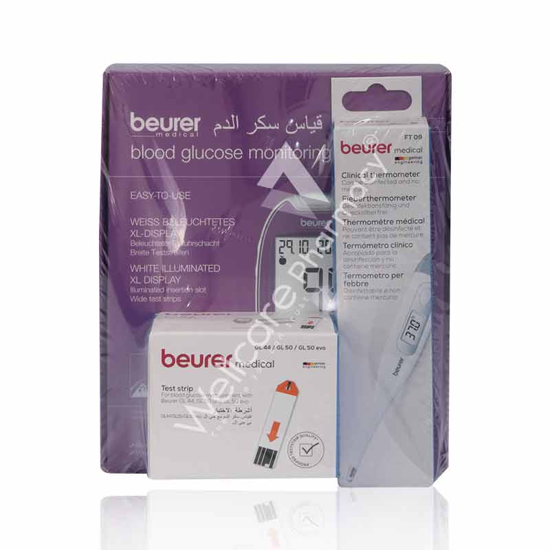 Beurer Gl44  Sugar Monitor+gl50 Strip50'S+ft09 Digital Thermometer