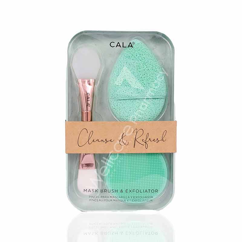 Cala Cleanse & Refresh Mask Brush & Exfoliator Set Mint-76119 Cala Cleanse & Refresh Mask Brush & Exfoliator Set Mint-76119