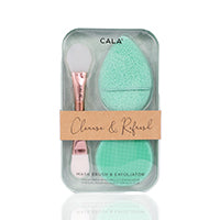 Cala Cleanse & Refresh Mask Brush & Exfoliator Set Mint-76119