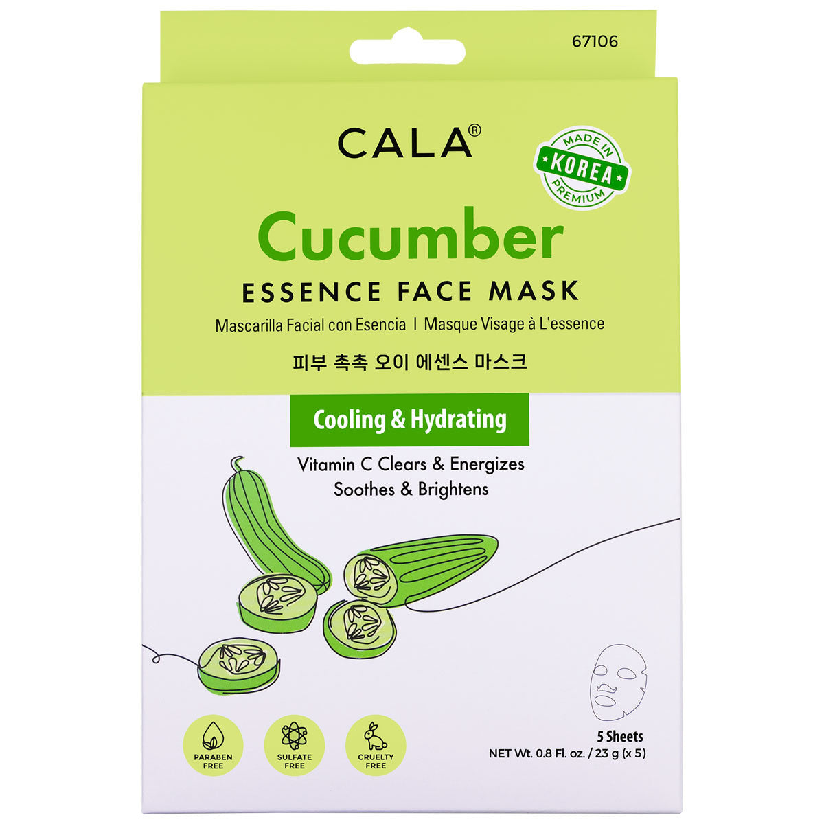 Cala Cucumber Essence Face Masks 5'S