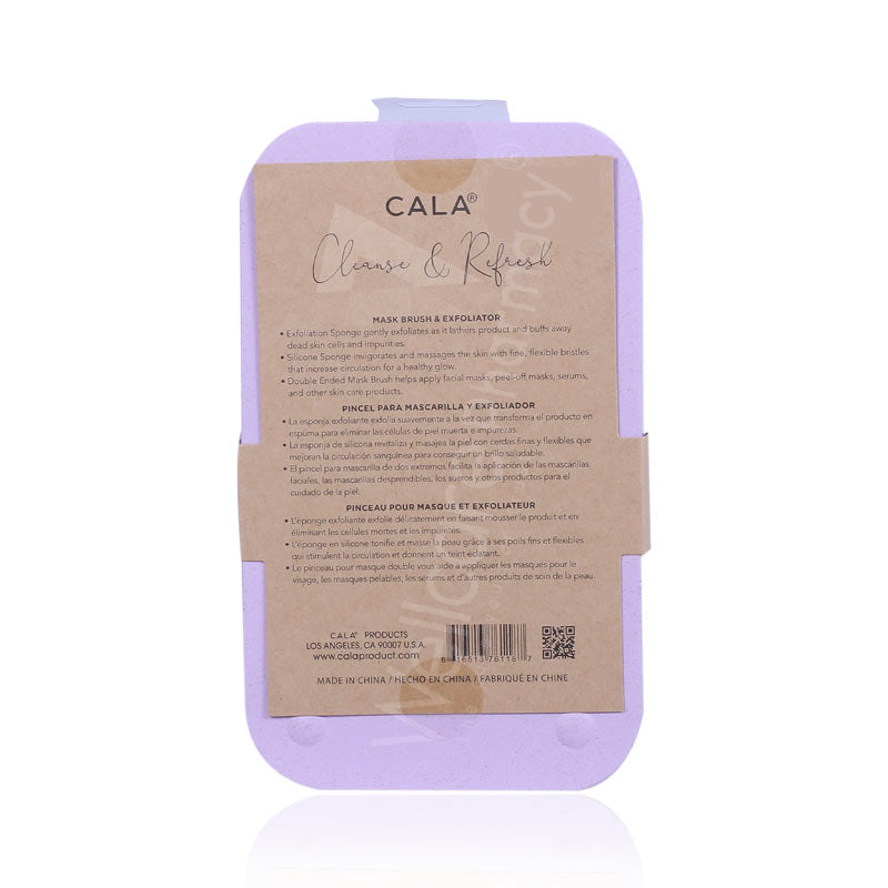 Cala Cleanse & Refresh Mask Brush And Exfoliator Set Purple