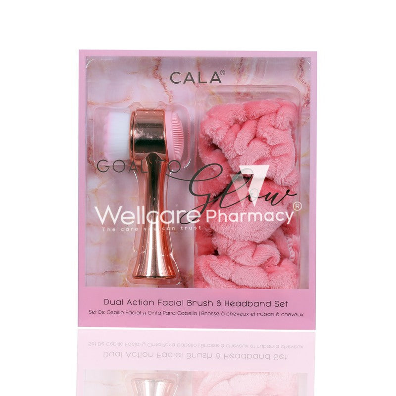 Cala Goal To Glow Rose Gold Facial Brush And Headband Set