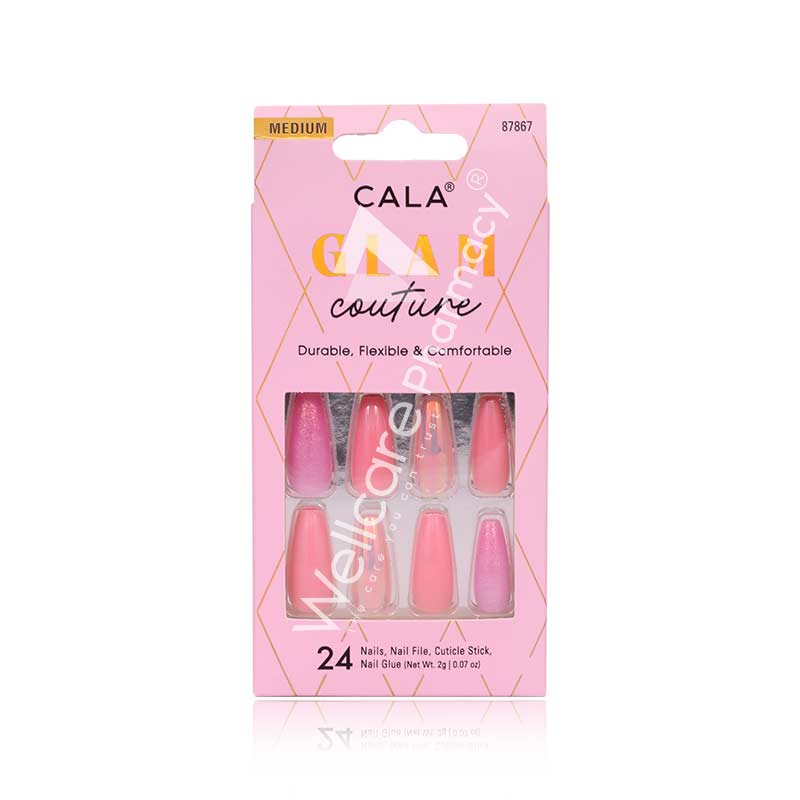 Cala Glam Couture Med.Pink/Glitter/Ink. Nail Kit- 87867 - Wellcare Pharmacy