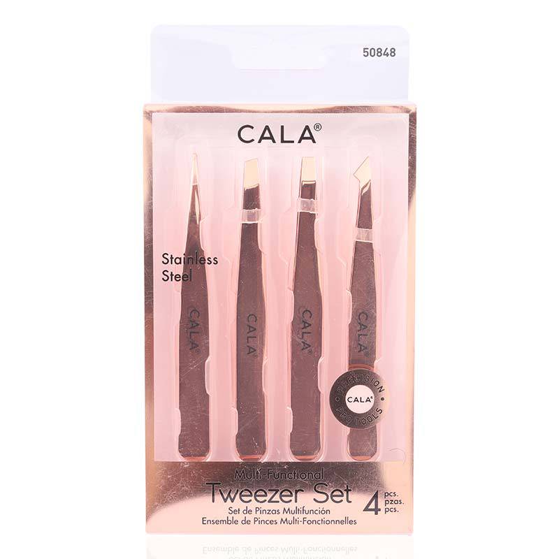 Cala Multi-Functional Tweezer Set 4'S(Rose Gold)-50848 Cala Multi-Functional Tweezer Set 4'S(Rose Gold)-50848