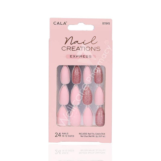 Cala Nail Creations Express -Stiletto  Matte Pink Nail 24pc Kit-87845 - Wellcare Pharmacy