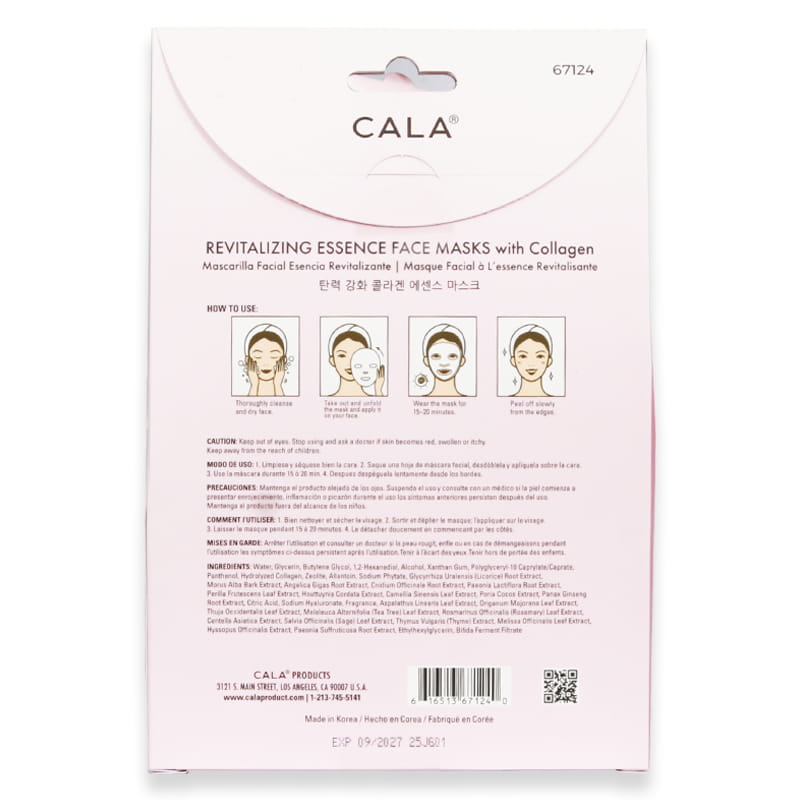 Cala Revitalizing Essence Face Masks With Collagen 10'S
