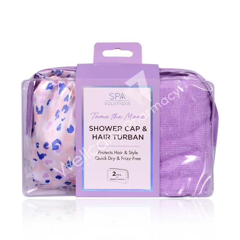 Cala Shower Cap & Turban Set Pink Hues Lepoard-69257