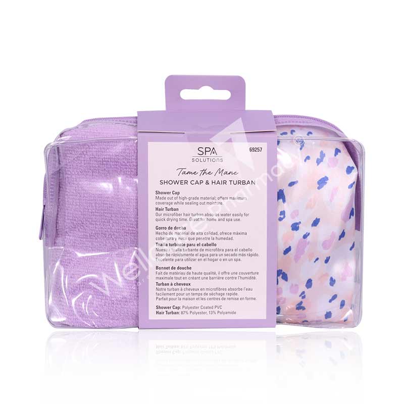 Cala Shower Cap & Turban Set Pink Hues Lepoard-69257