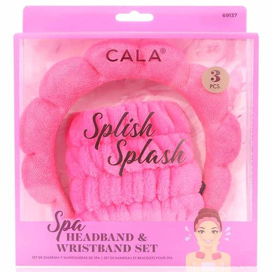 Cala Spa Headband & Wristband Set-Hot Pink-69137