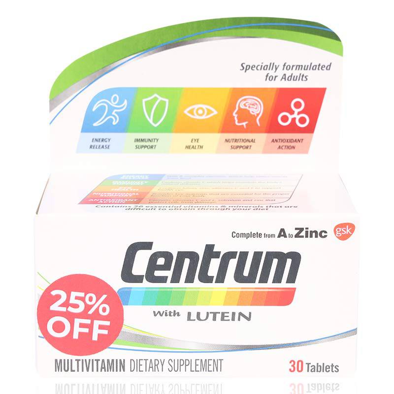 Centrum With Lutein Tablets 30'S 25% Off Centrum With Lutein Tablets 30'S 25% Off