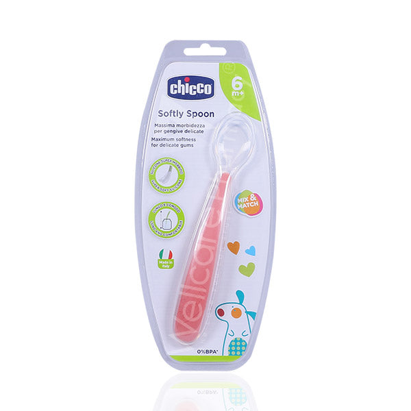 Chicco 682871 Soft Silic Spoon Red 6Month Plus