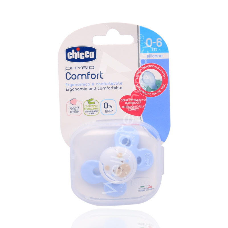 Chicco Silicone Soother 0-6m Blue 1'S