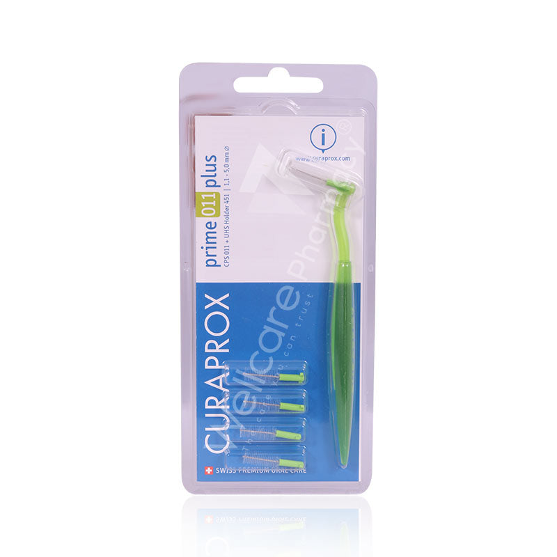 Curaprox Prime Plus Cps011 Interdental Brush With Holder Lime Green