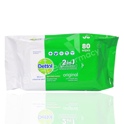 Dettol Anti Bacterial Wipes 80'S - Wellcare Pharmacy