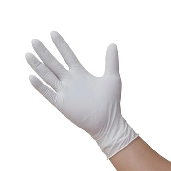 DISPOSABLE LATEX GLOVES P/F (M) 100'S