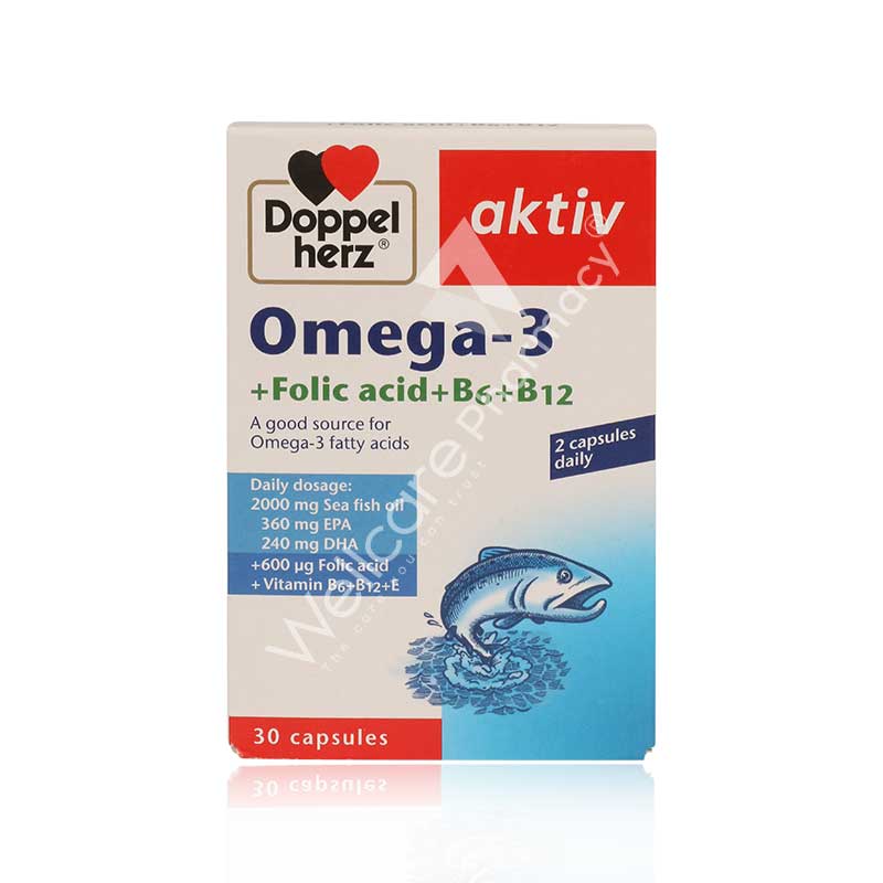 Doppelherz Aktiv Omega 3 + Folic Acid Capsules 30'S