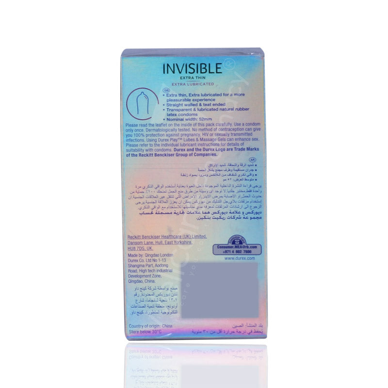Durex Invisible Extra Thin Extra Lubricate Condom 12'S
