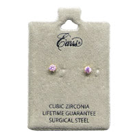Earrs Eb154 3Mm Pink Cubic Zirconia