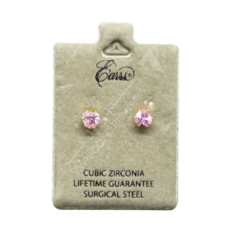 Earrs Eb468 Heart Shaped Pink Cubic Zirconia