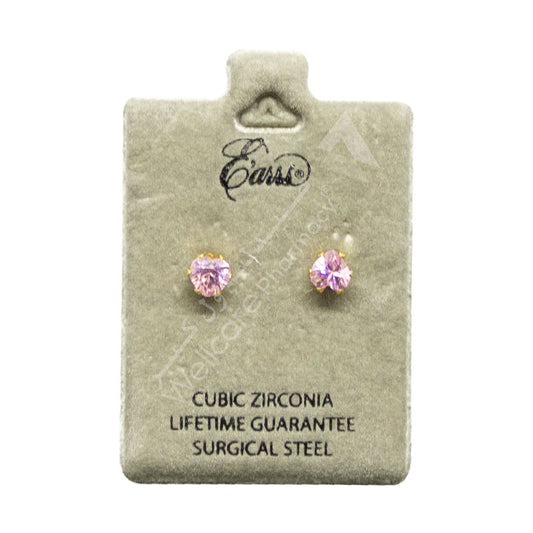 Earrs Eb468 Heart Shaped Pink Cubic Zirconia