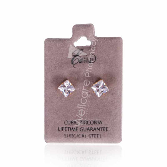 Earrs Eb769-6X6 Square Cubic Zirconia