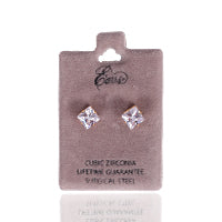 Earrs Eb769-6X6 Square Cubic Zirconia