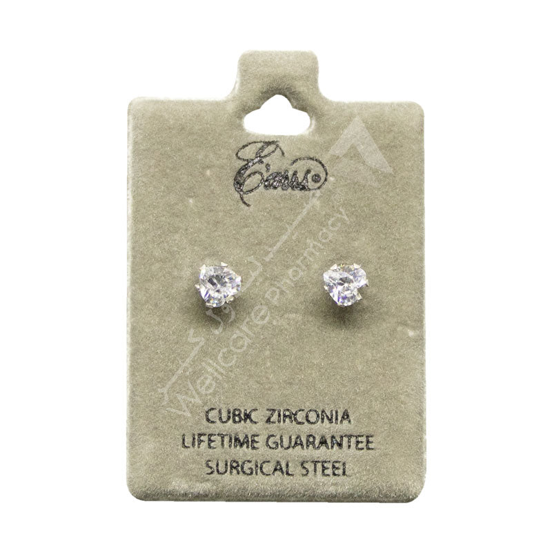 Earrs Stud Heart Shaped Silver Cubic Zirconia