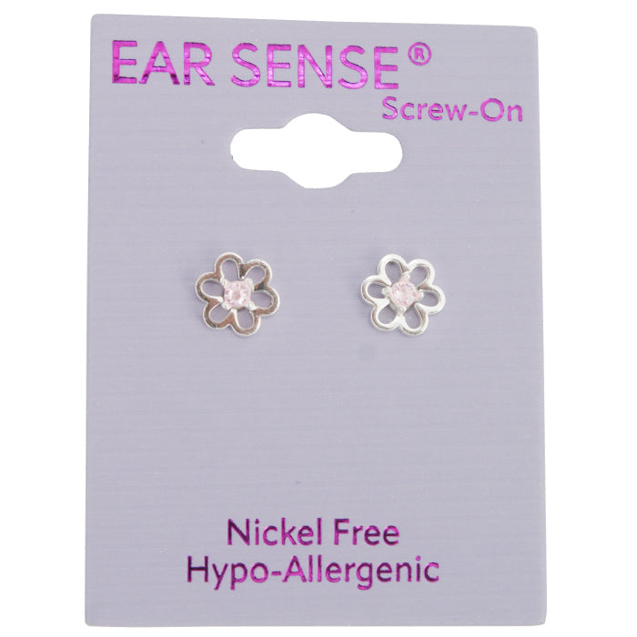 Earsense-B18-6mm Silver Cut Out Flower Studs