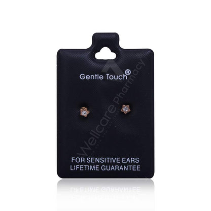 Earsense Gt118 3Mm Gold Star Studs With Crystal Insert