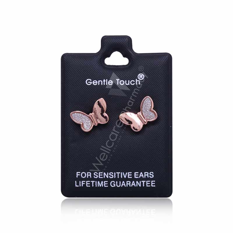 Earsense Gt18 Rose Gold Diamante Butterflys