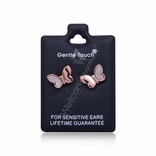 Earsense Gt18 Rose Gold Diamante Butterflys