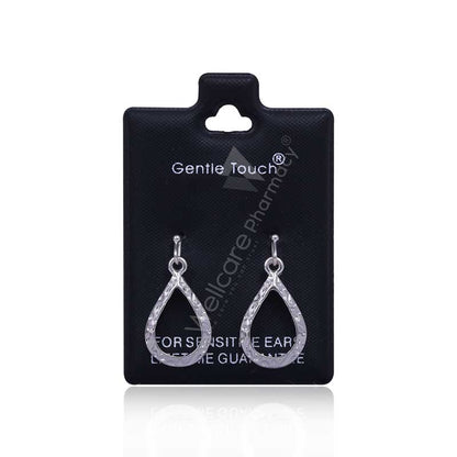 Earsense Gt24 Silver Etched Teardrop Shape Drop F/H