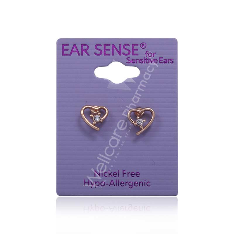 Earsense K34 Gold Heart With Clear Crystal Insert