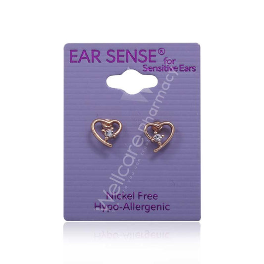 Earsense K34 Gold Heart With Clear Crystal Insert