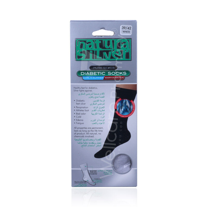 Eco Silver Diabetic Socks White 39-42M