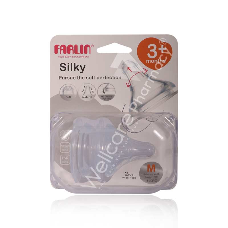 Farlin Silky Nipple-M For Wide Neck Bottle 2'S Ac-22004(M)