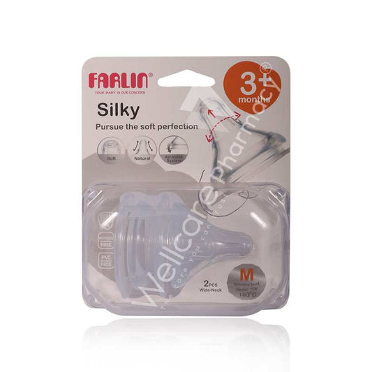 Farlin Silky Nipple-M For Wide Neck Bottle 2'S Ac-22004(M)