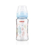 Farlin Wide Neck Glass Bottle 240ml Flora Blue Ab-32006(B)
