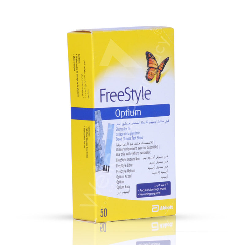 Freestyle Optium Glucose Strips 50'S