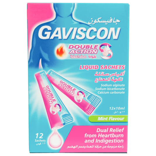 Gaviscon Double Action Mint Flavour Liquid Sachets 12x10ml - Wellcare Pharmacy