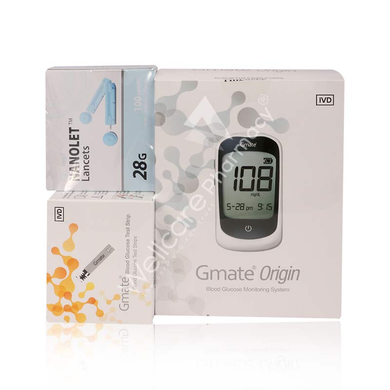 Gmate Blood Glucose Monitor 1'S +100test Strips +100lancets