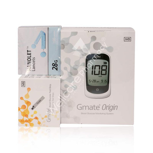 GMATE BLOOD GLUCOSE MONITOR 1'S +100TEST STRIPS +100LANCETS