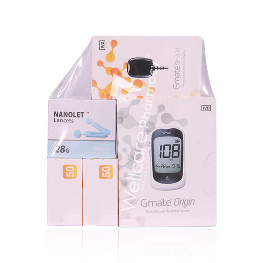 Gmate Origin+Gmate Smart B/Glucose Monitor 100Strips +100Lancet