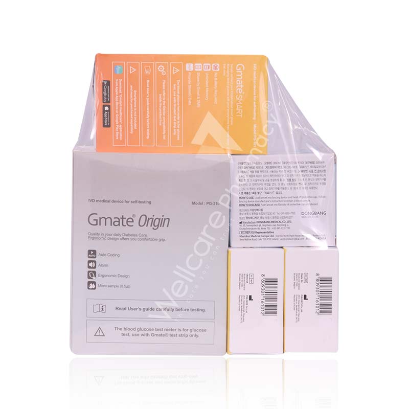 Gmate Origin+Gmate Smart B/Glucose Monitor 100Strips +100Lancet