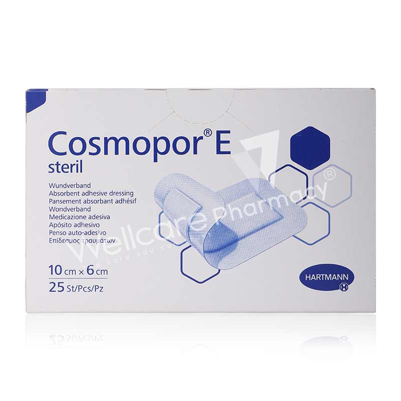 HARTMANN COSMOPOR E STERIL ABSORBENT ADHESIVE DRESSING 10X6CM 25'S