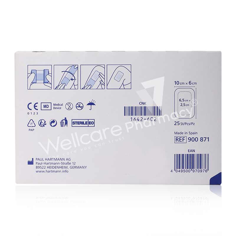 HARTMANN COSMOPOR E STERIL ABSORBENT ADHESIVE DRESSING 10X6CM 25'S