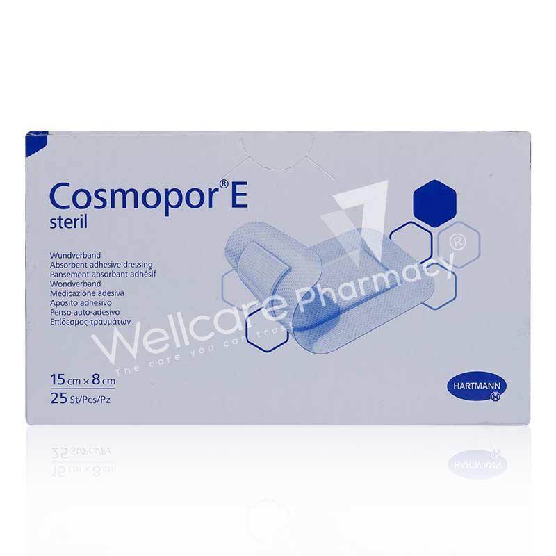 HARTMANN COSMOPOR E STERIL ABSORBENT ADHESIVE DRESSING 15X8CM 25'S